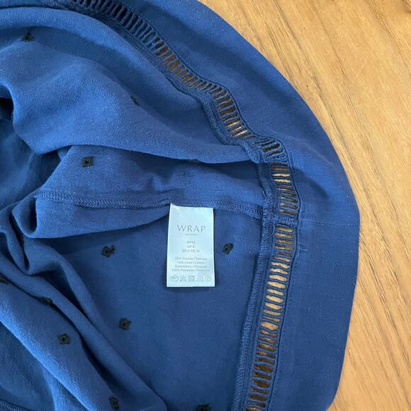 WRAP London Shirt Dress 4 Linen Embroidered Eyelet Mandarin Collar - Picture 9 of 12